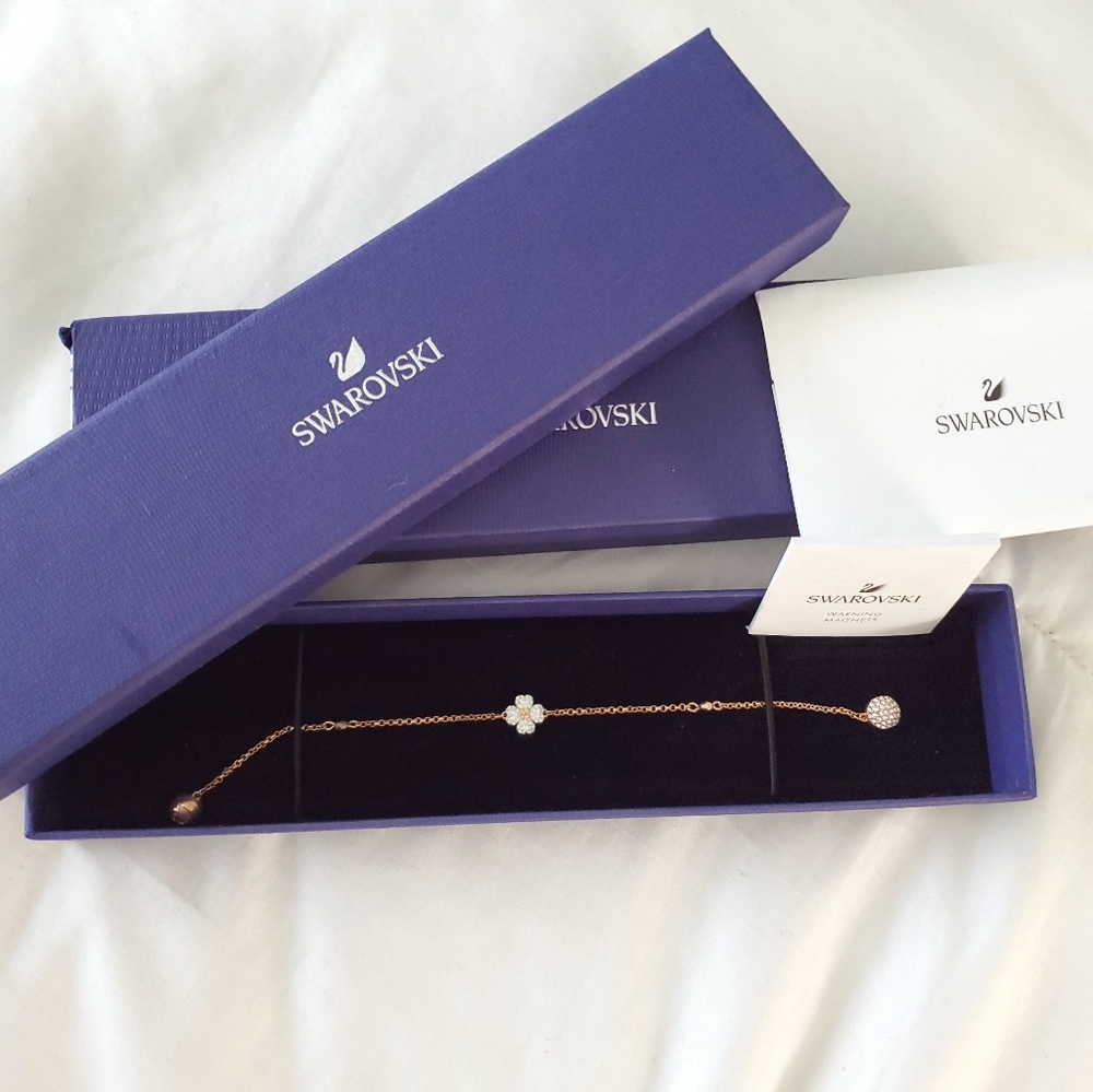Swarovski clover bracelet white + rose gold plated